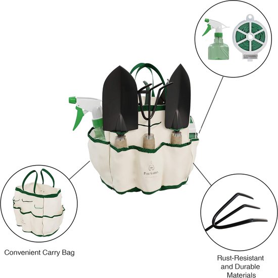 Tuingereedschap Set - Handgereedschap Kit - Planten Verzorgen - Compleet met Tas - 8 Delig - Beige van Tuingereedschap. — afbeelding 4