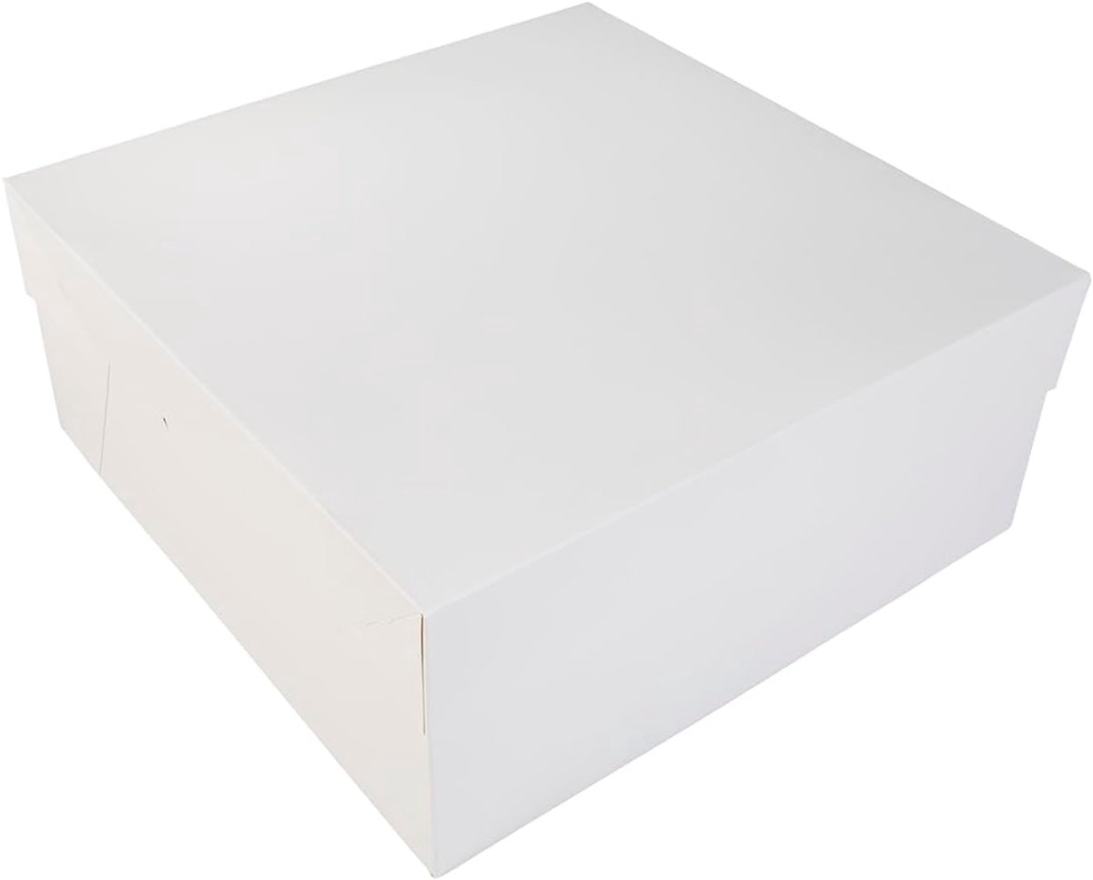 Taartdoos Karton - Bakdoos Verpakking - Taart Transport - Stevig Materiaal - 35x35x15cm 50 Stuks - Wit