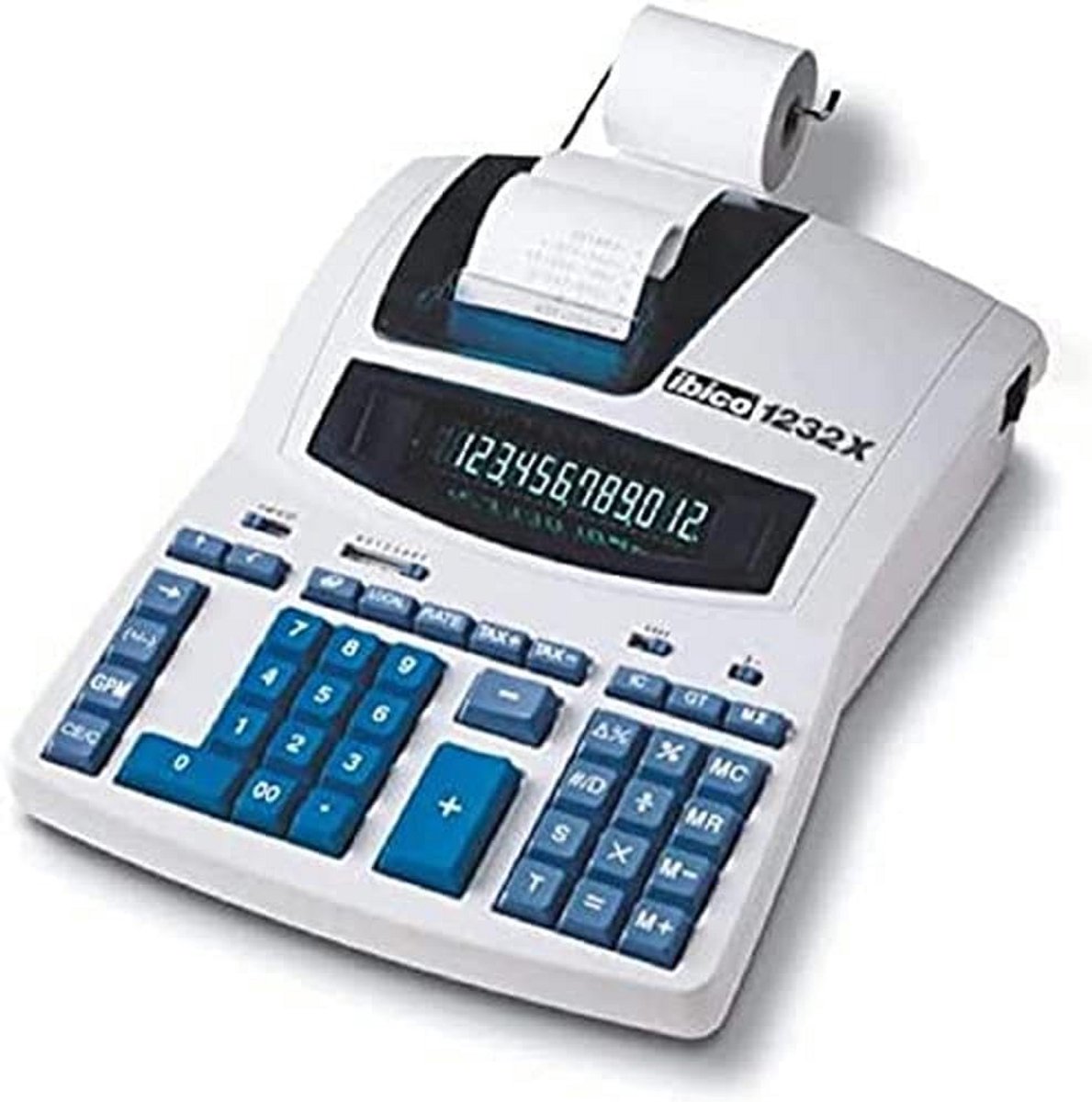 Bureaurekenmachine - Tafelcalculator - Zakelijk rekenwerk - Dubbele afdruk - 12 cijfers - Zwart blauw