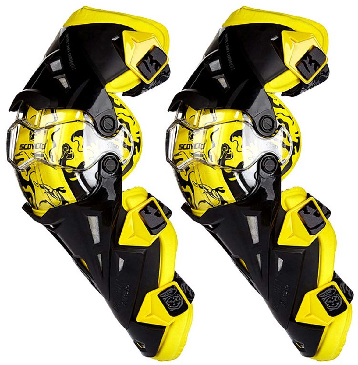 Motorsport Kniebeschermers - Race Bescherming - Sport Activiteiten - Ademend PC Materiaal - 41.91 x 16 cm - Geel