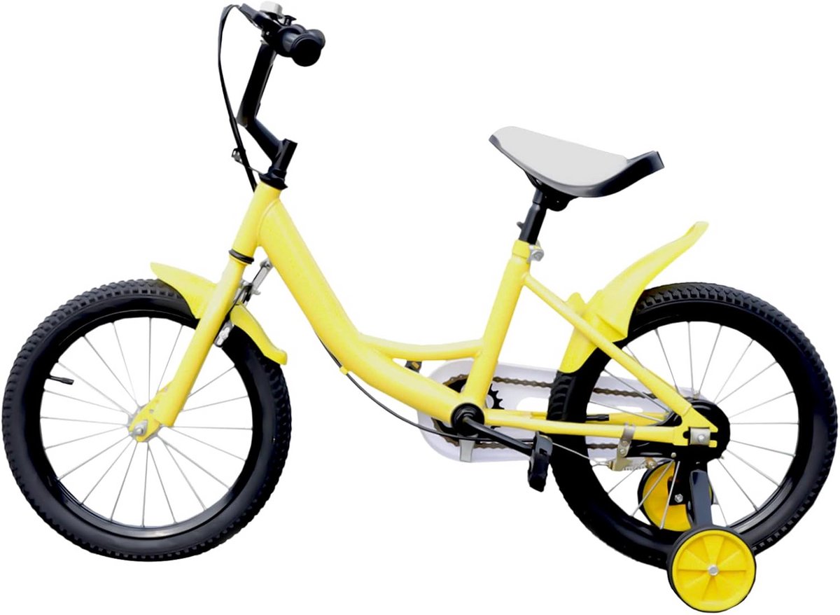 Kinderfiets Peuterfiets Leren Fietsen Afneembare Stabilisatoren 16 inch Geel