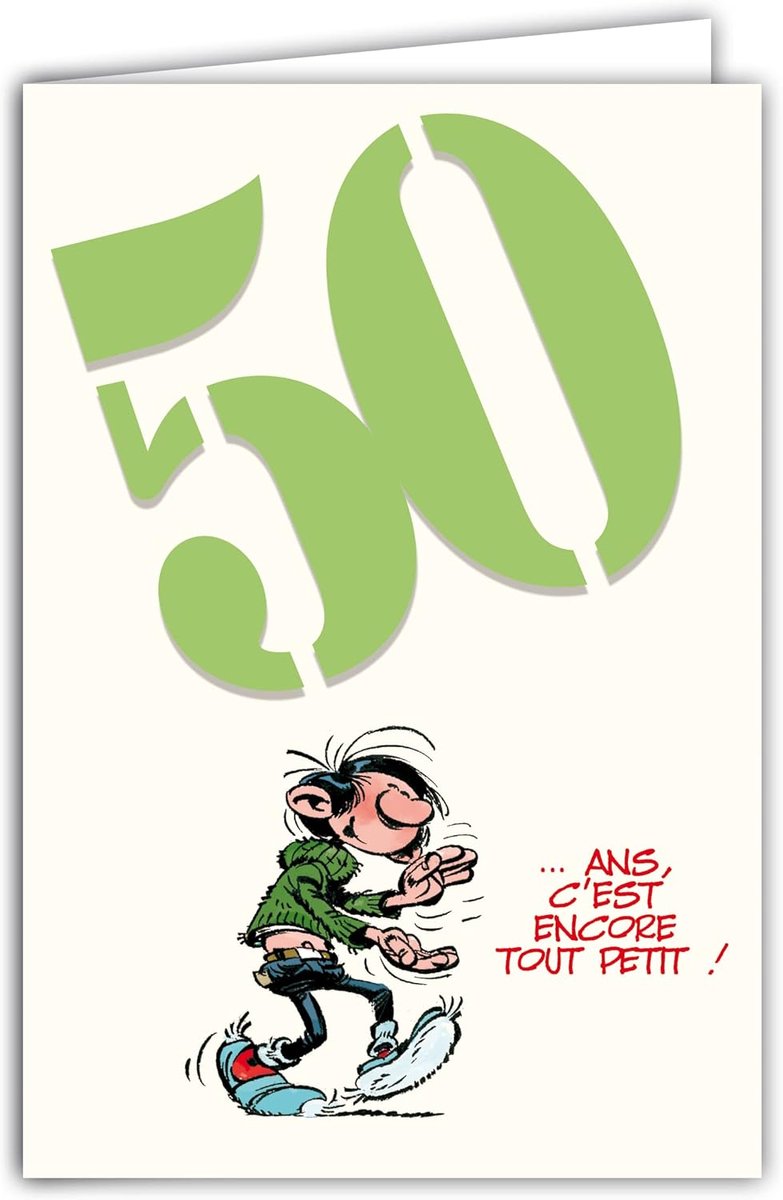 Verjaardagskaart 50 jaar - Dubbele kaart - Feestelijke felicitatie - Met illustraties - 12 x 17 cm - Groen