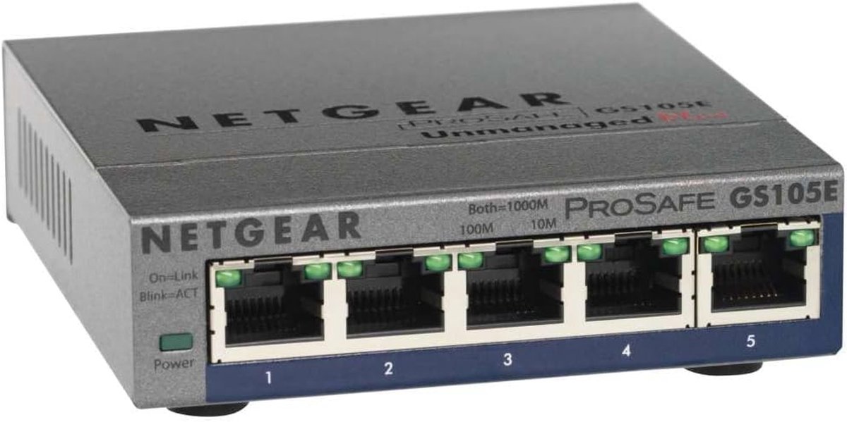 Netwerk Switch - Gigabit Switch - Netwerk Uitbreiden - Stille Werking - 5 Poorten - Grijs