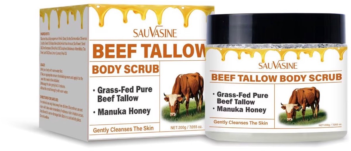 Beef Tallow Body Scrub - Grasgevoerd - Manuka Honing