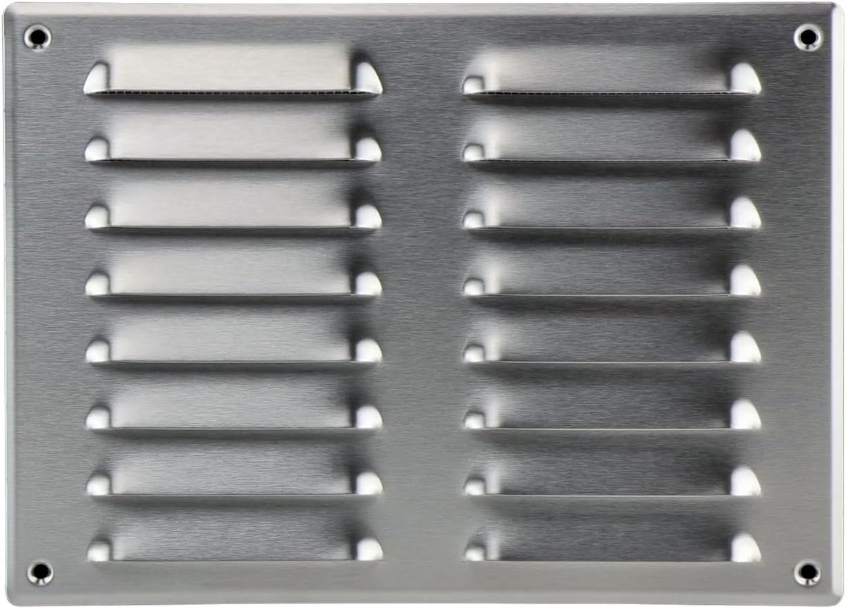 Ventilatie Grille - Lucht Rooster - Binnenklimaat Verbeteren - Met Insectenwering - 260 x 190 mm - Roestvrij Staal