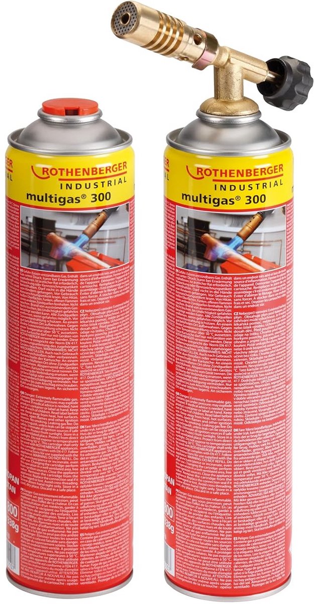 Industriële soldeerset - Soldeerbrander set - Zacht solderen - Geïntegreerd regelventiel - 2 gaspatronen - null