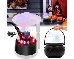 Mistmaker, ultrasone vernevelaar met led, mini-ultrasone vernevelaar met heksenketel, spatbescherming, ultrasone rookmachine, ultrasoon nevelapparaat, rookmaker voor Halloween-decoratie