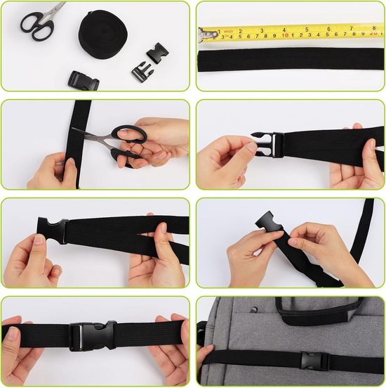 Nylon Rol - Gesp Band - Huisdier Riemen - Inclusief Gespen - 10 Meter - Zwart — afbeelding 3
