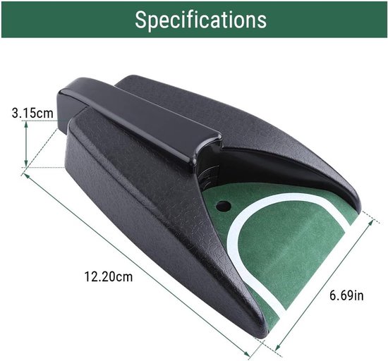 Putt trainer met automatische balteruggave en putting cup - voor golfers - 31 x 17 cm — afbeelding 5