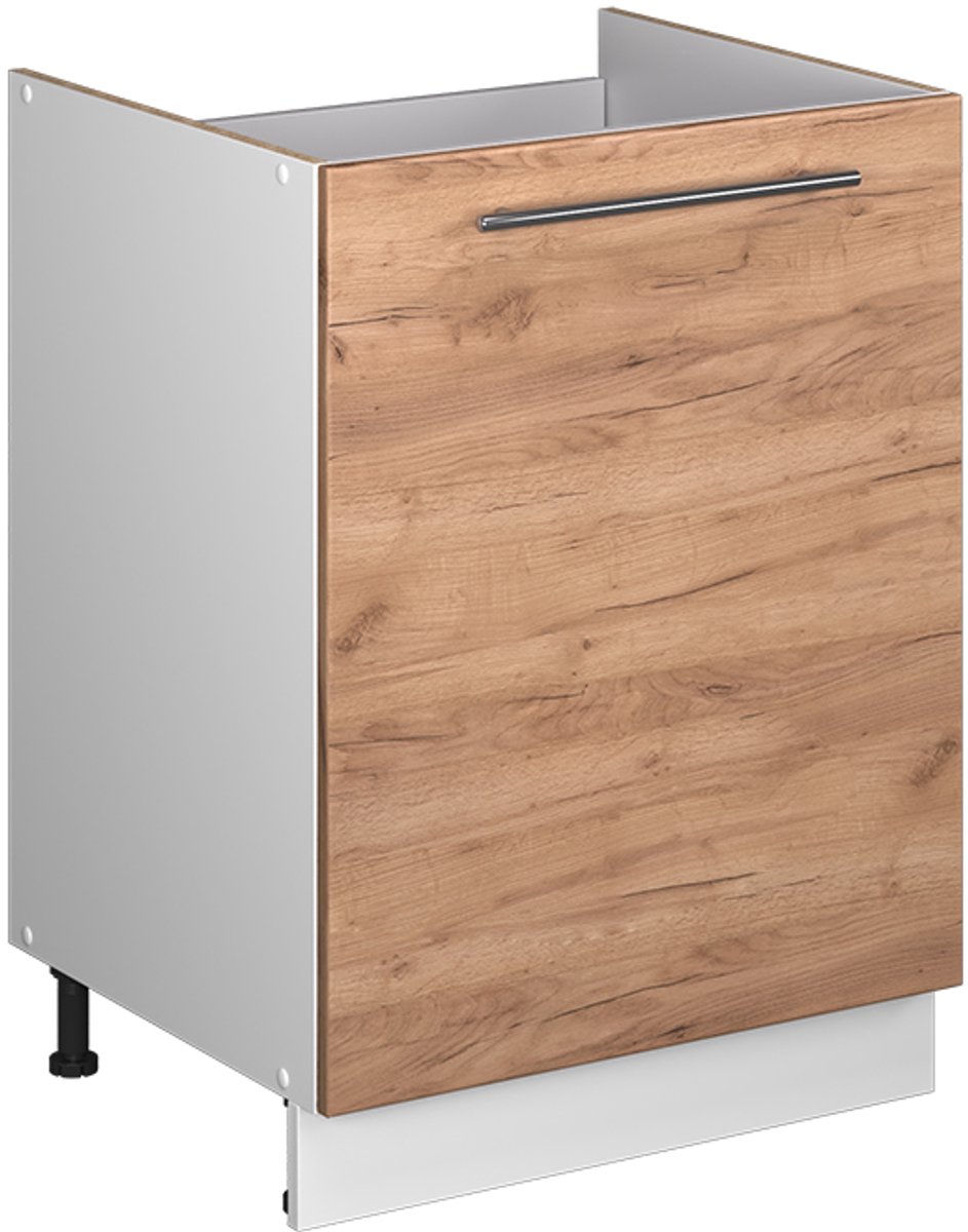 Vicco Wastafelkast Fame-Line, Goudkleurig Eiken/Wit, 60 cm