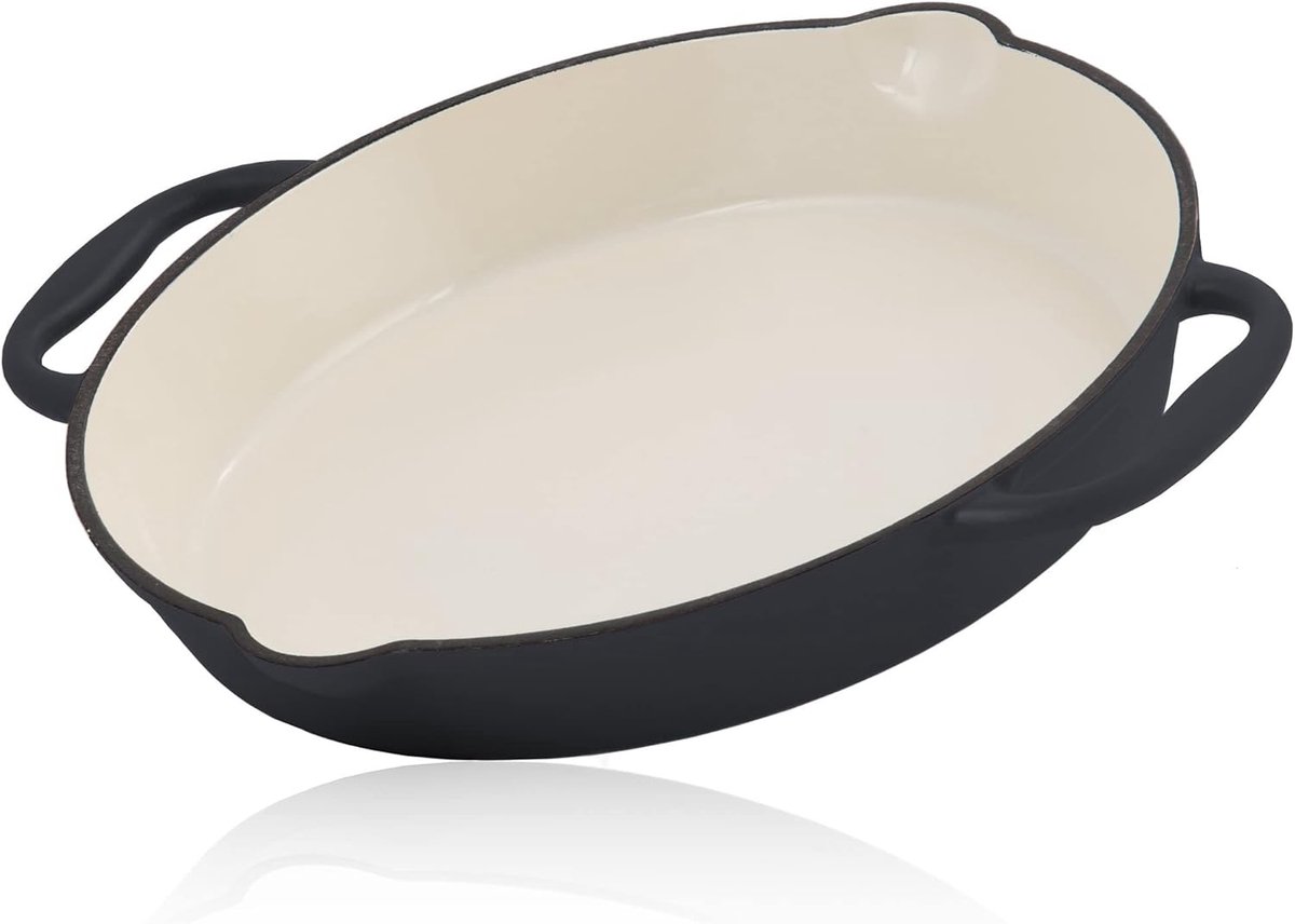 Gietijzeren Pan - Braadpan Koekenpan - Braden en stoven - Twee schenktuiten - Diameter 29 cm - Blue Berry