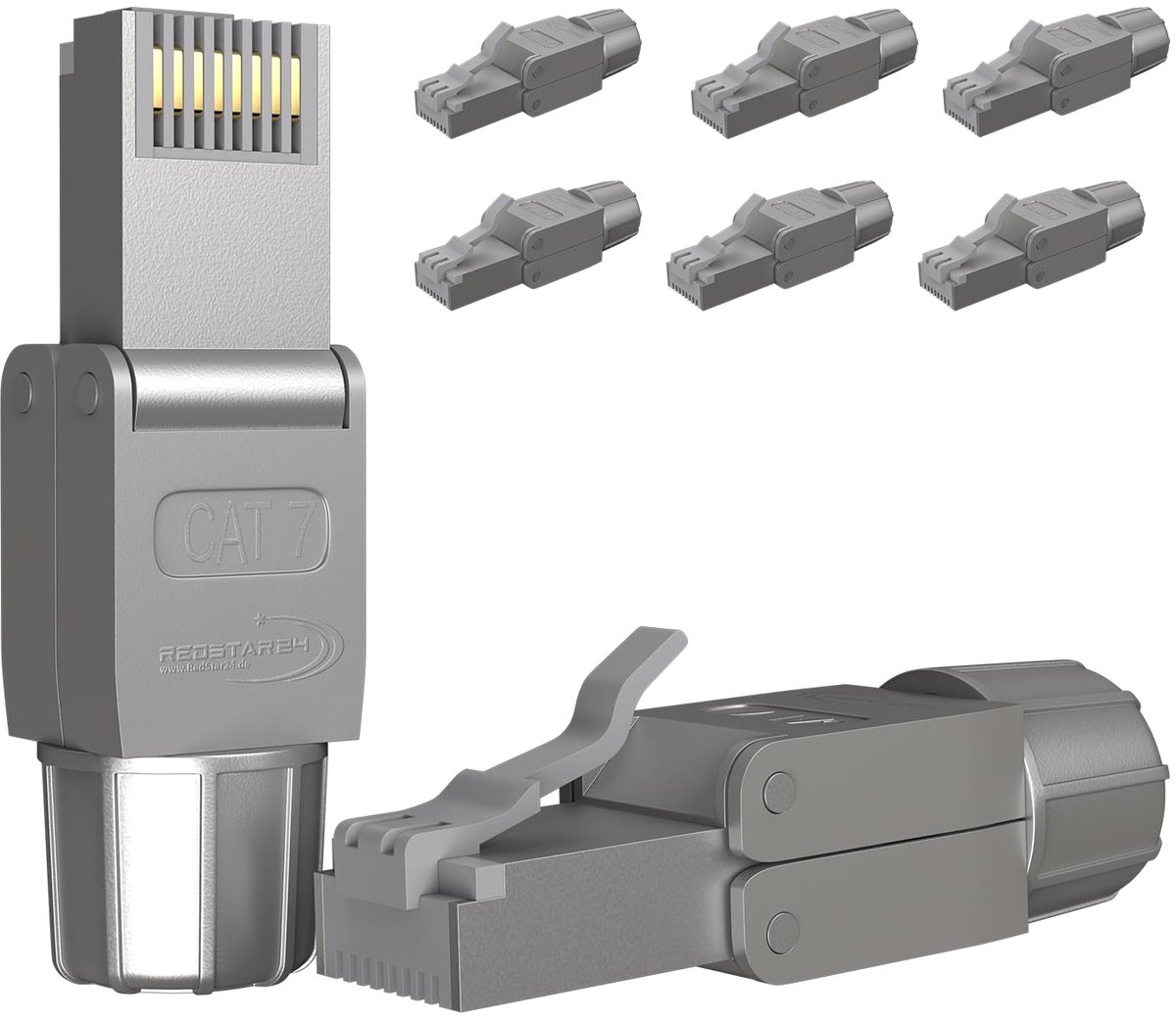 Netwerk Plug - RJ45 Connector - Internet Installatie - Toolless Montage - CAT 7 - Grijs