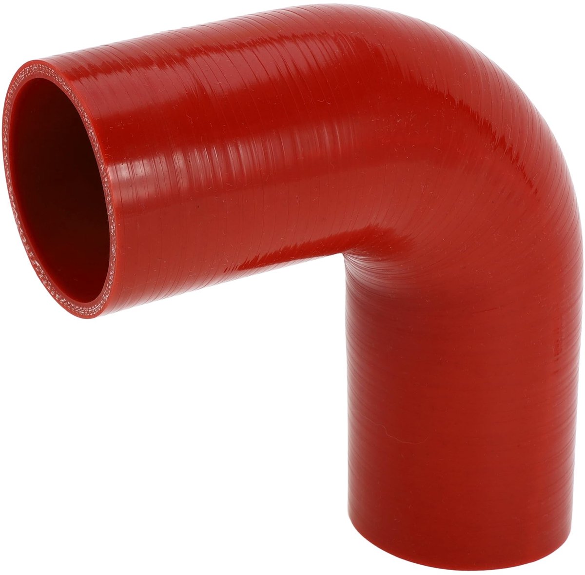 Dailygoods- Koelmiddelslang 70 mm - Siliconen Slang - Rood - 150 mm Lengte - 90° Bocht - Hoge Temperatuur Bestendig - Meerlaags Weefsel - Siliconenslang