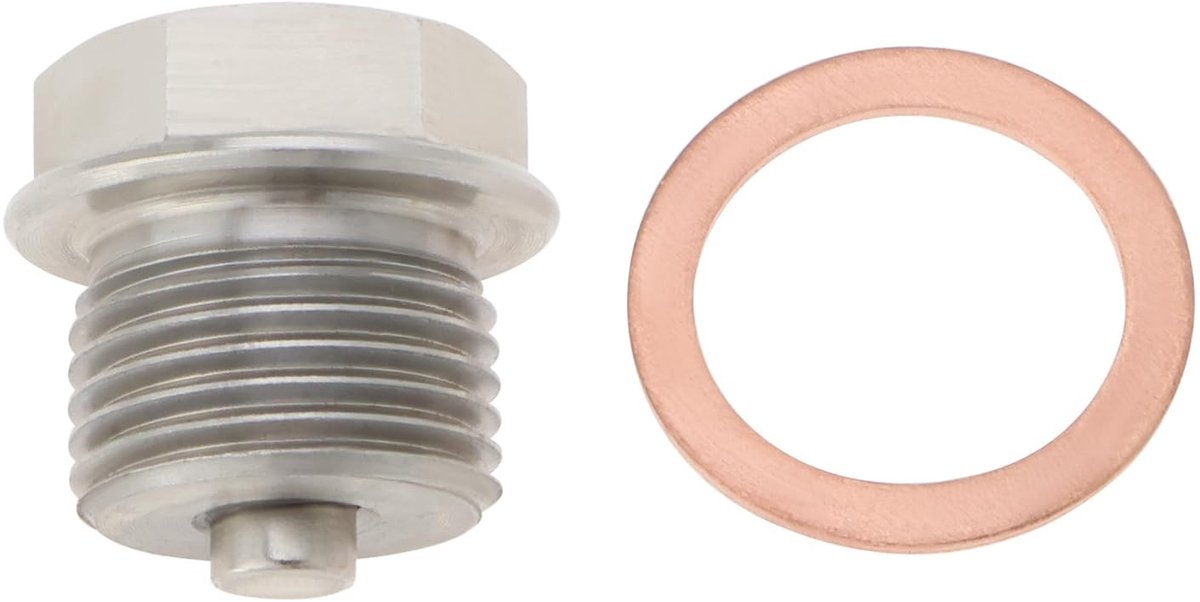 Dailygoods- Oliepanaftapplug M18 x 1,5 mm - Magnetisch - Roestvrij Staal - Duurzaam - Koper Kruiswasmachine - 42g Gewicht - Afvoerplug