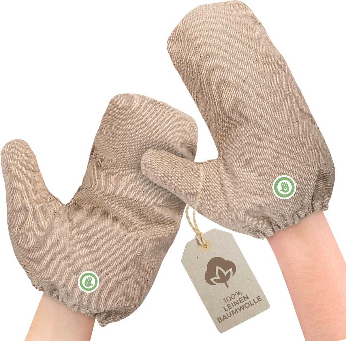 Massagehandschoenen Linnen - Peeling Handschoenen - Huidverzorging Thuis - Natuurlijk Linnen Katoen - 1 Paar - N.v.t.