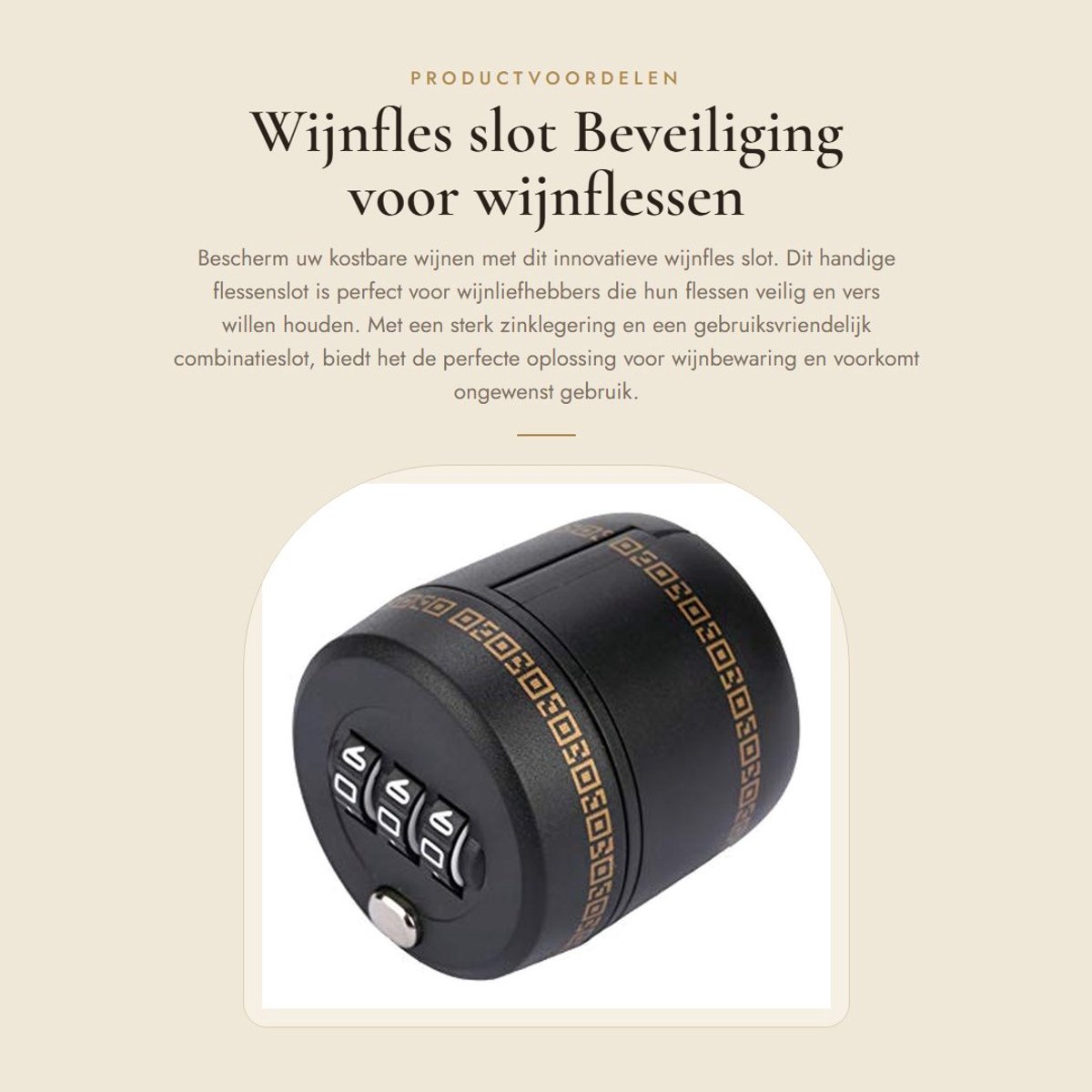 Dailygoods- Wijnfles Slot Zinklegering - Combinatieslot - Wijn Stopper - Flessenslot - Beveiliging - ABS/Kunststof - Zwart - 44x45mm