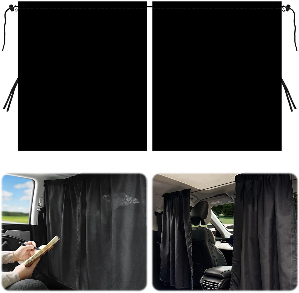 Dailygoods- Privacy Gordijnen 140 x 80 cm - Auto Zonnescherm - Afscheidingsgordijn - Afneembaar - Polyester - Sterke Lichtblokkering