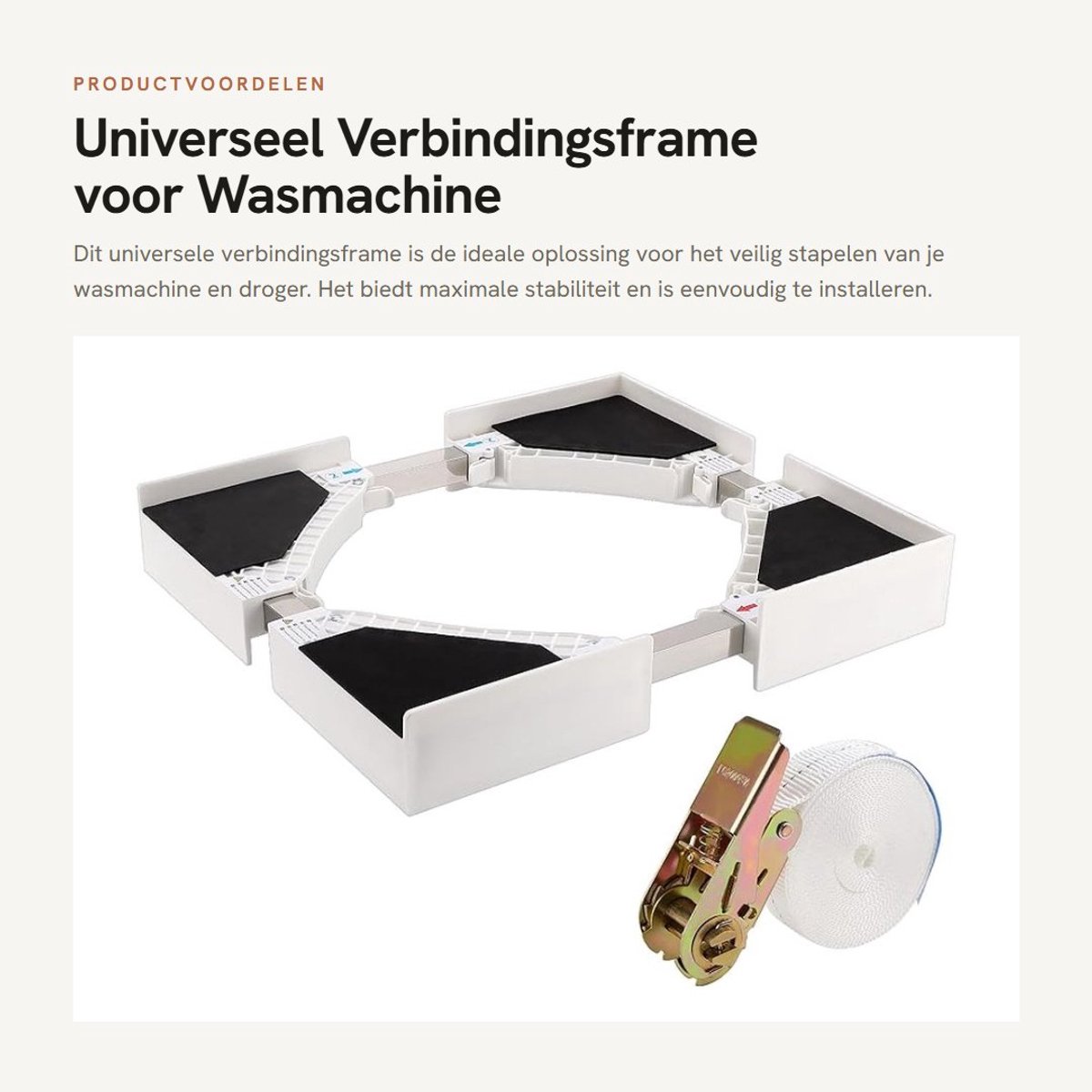 Dailygoods- Verbindingsframe Verstelbaar - Antislip Dienblad - Rateltouw - Universeel Tussenbouwframe - 50-70 cm - Duurzame Stabiliteit - Wasmachine Droger Stapelkit