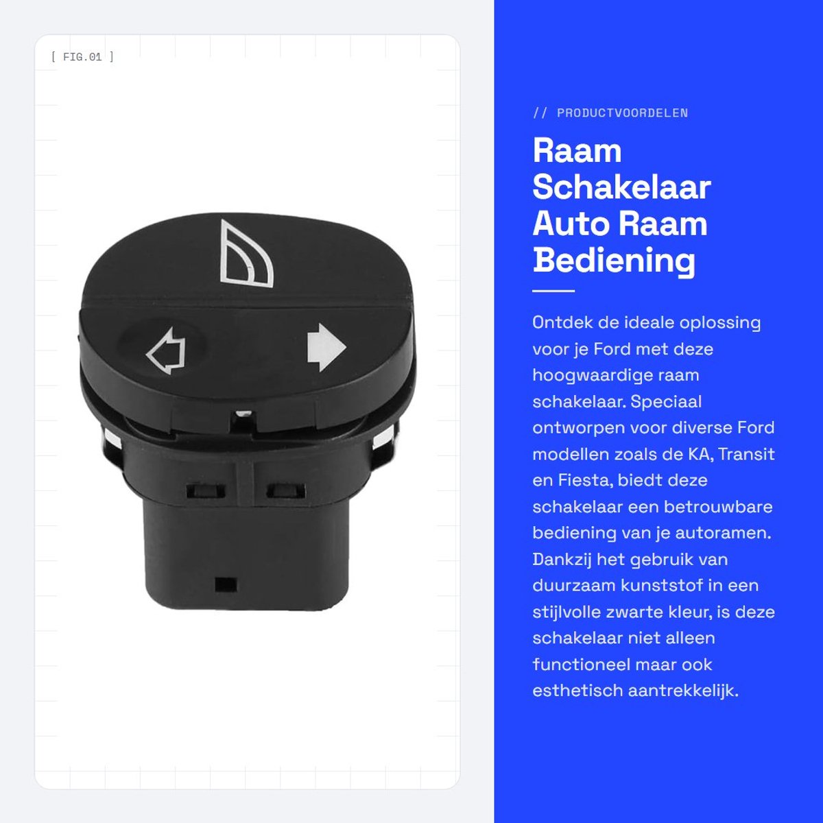 Dailygoods - Raam Schakelaar - Auto Raam Bediening - Kunststof - Zwart - Voor Ford Modellen - Perfecte Vervanging - 100% Nieuw
