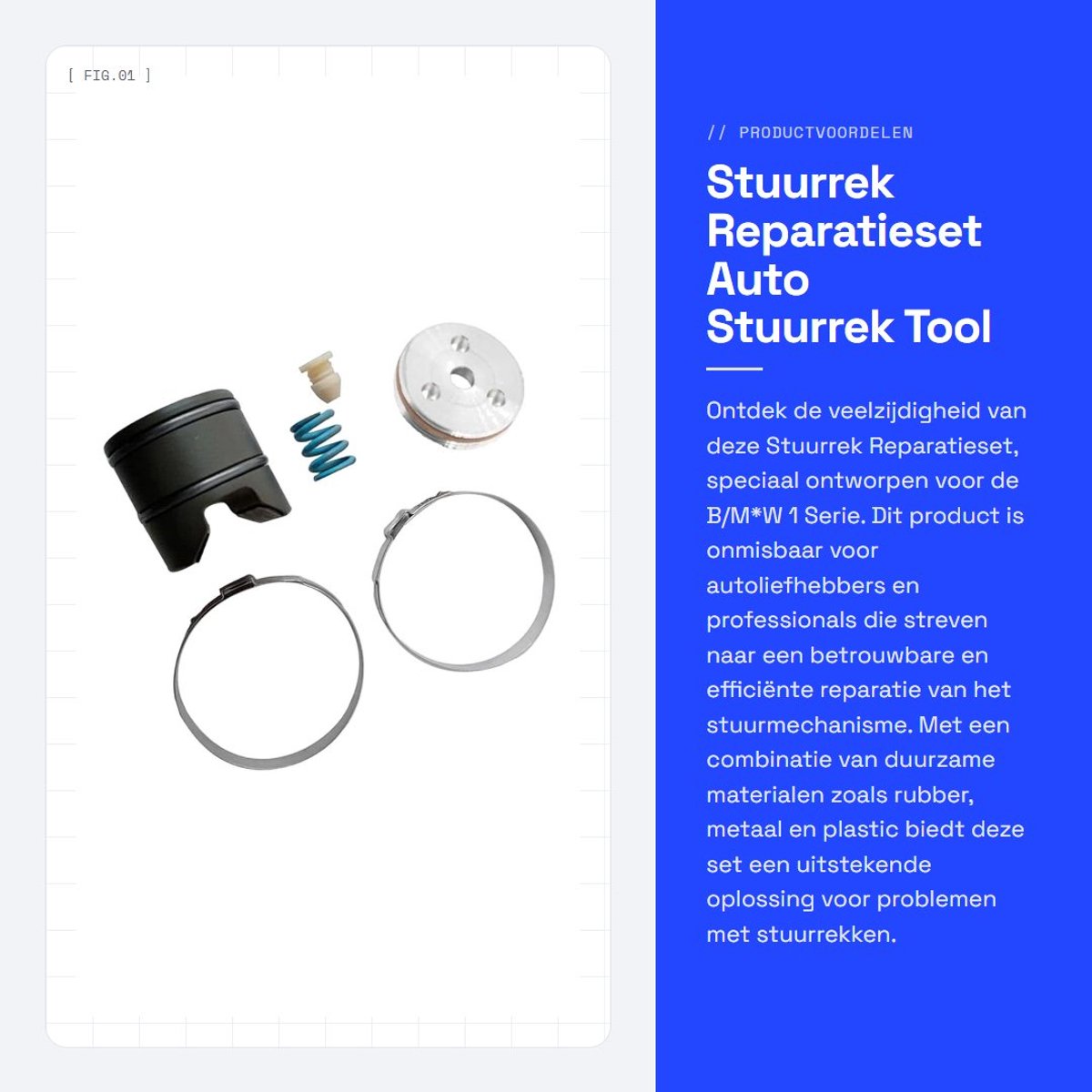 Dailygoods- Stuurrek Reparatieset Geschikt voor B/M*W 1/2 Serie - Rubber/Metaal/Plastic - Onderdeelnummer 32106891974 - Zwart/Blauw/Zilver/Beige - Montage 07/2010-03/2019 - Schokbestendig