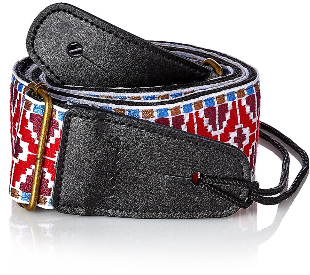 Bespeco TCJRD Jacquard Geweven Gitaarband Rood/Wit/Goud