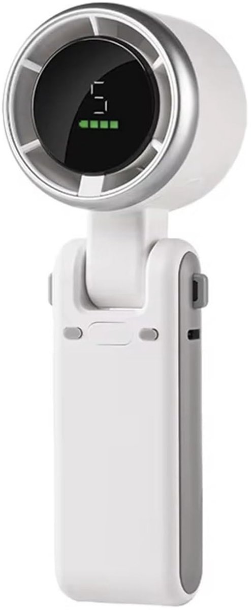 Draagbare turbineventilator - 5 hoge snelheidsstanden, oplaadbare batterij, mini-handventilator, onmisbaar voor op reis - wit