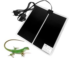 Terrarium Verwarmingsmat - Warmtekussen Reptielen - Reptielen Warm Houden - Instelbare Temperatuur - 28 x 28 cm - Zwart