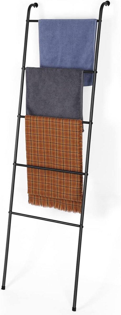Dekoratieve Ladder - Handdoekhouder - Woonkamer Organisatie - 5 Lagen - 157 cm Hoog - Zwar