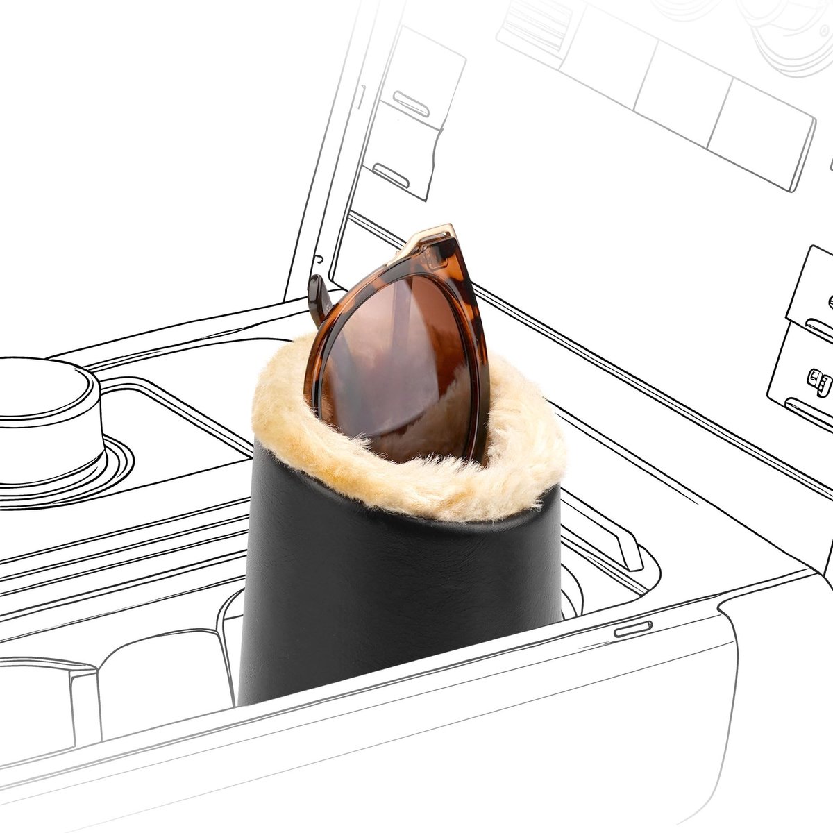Dailygoods - Autobekerhouder - Zonnebrilhouder - Krasbescherming - Zwart - Extra grote zonnebrillen - Gemakkelijk op te bergen - Geschikt voor dames -...