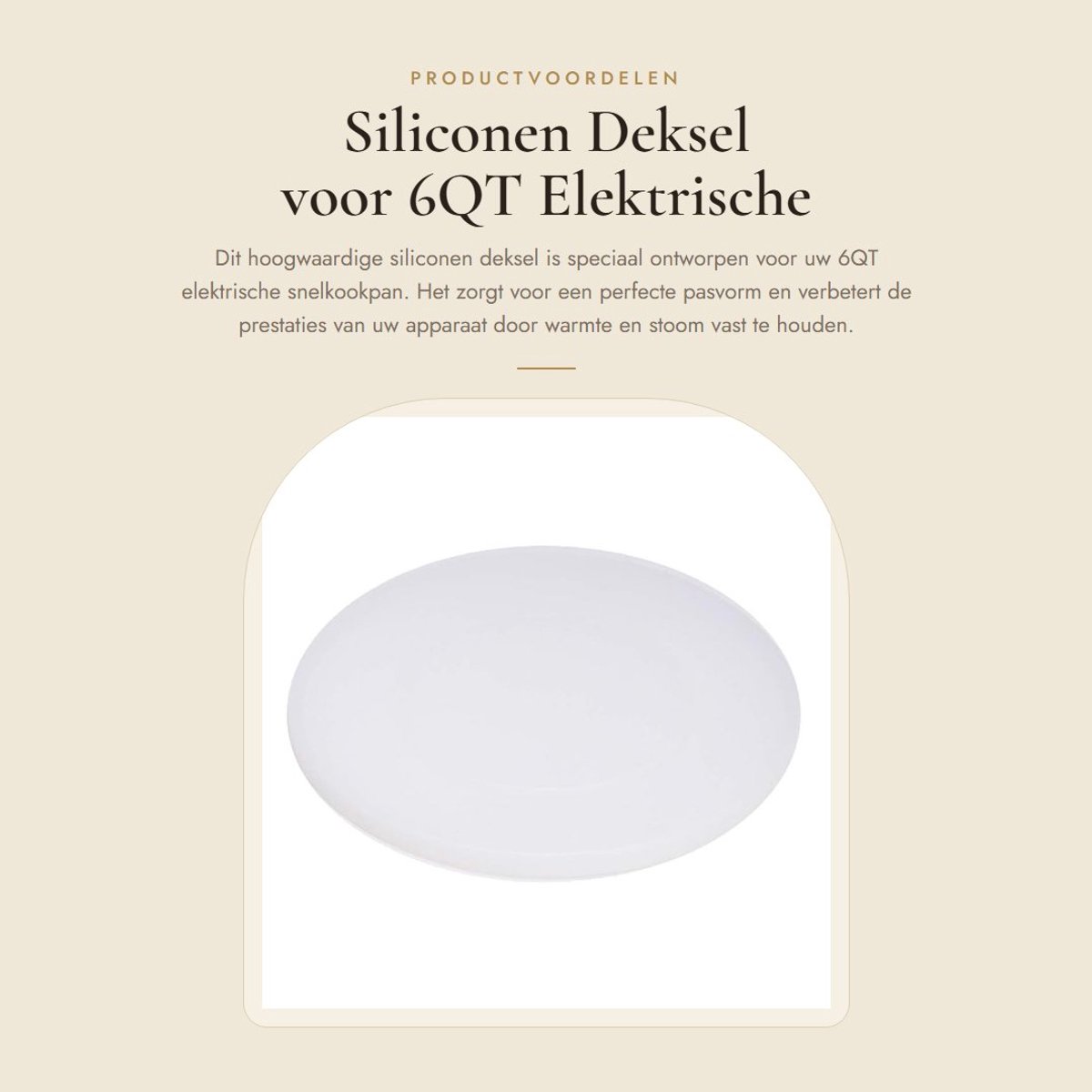 SnelShoppen - Food-Grade Siliconen Deksel voor Pot, Houdt Warmte, Stoom en Versheid, Vervangingsdeksel voor 6qt Elektrische Snelkookpan
