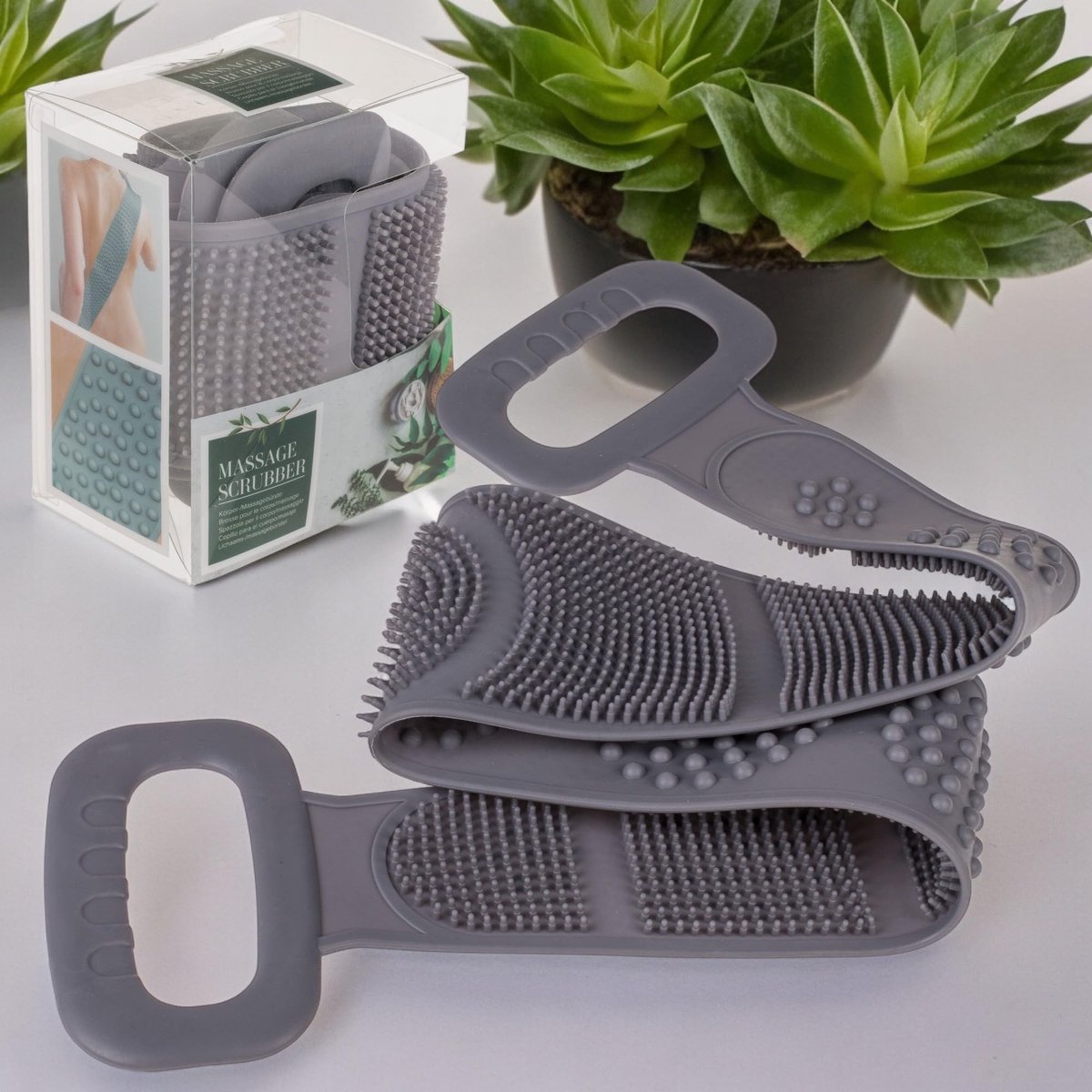 Dailygoods- Massagegordel 80 cm - Dubbelzijdige Badborstel - Hoogwaardige Washulp - Handgrepen - Duurzaam Siliconen/TPR - Effectieve Peeling