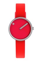Picto Design Dameshorloge Rode Wijzerplaat, Rood Silicone Rubberen Horlogeband 43366-0312S - 30mm
