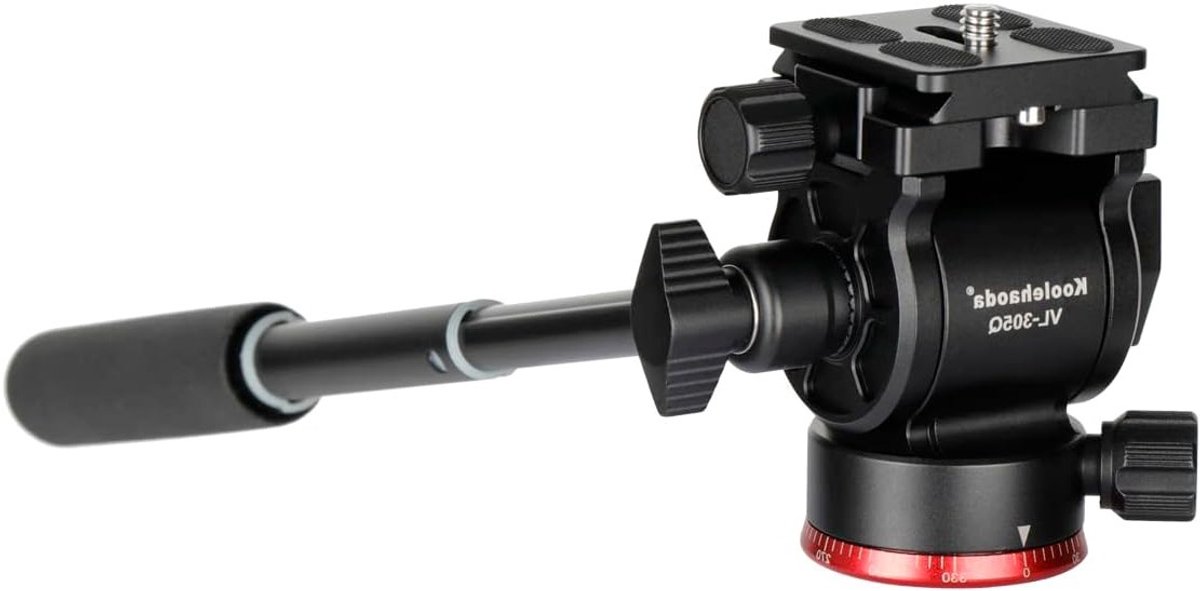 Fluid Head Pan Tilt Head met Arca Swiss Quick Release Plate voor camera statief DSLR camera's laadvermogen 3kg - VL305Q - Professionele Videostatief Hoofd