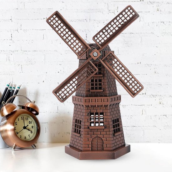 Retro Houten Windmolen Standbeeld, Miniatuur Tuindecoratie, Bronzen Afwerking, Perfect voor Tuin en Binnenhuis, Unieke Ambachtelijke Ornamenten — afbeelding 2