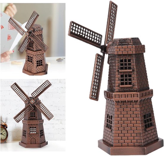 Retro Houten Windmolen Standbeeld, Miniatuur Tuindecoratie, Bronzen Afwerking, Perfect voor Tuin en Binnenhuis, Unieke Ambachtelijke Ornamenten — afbeelding 5