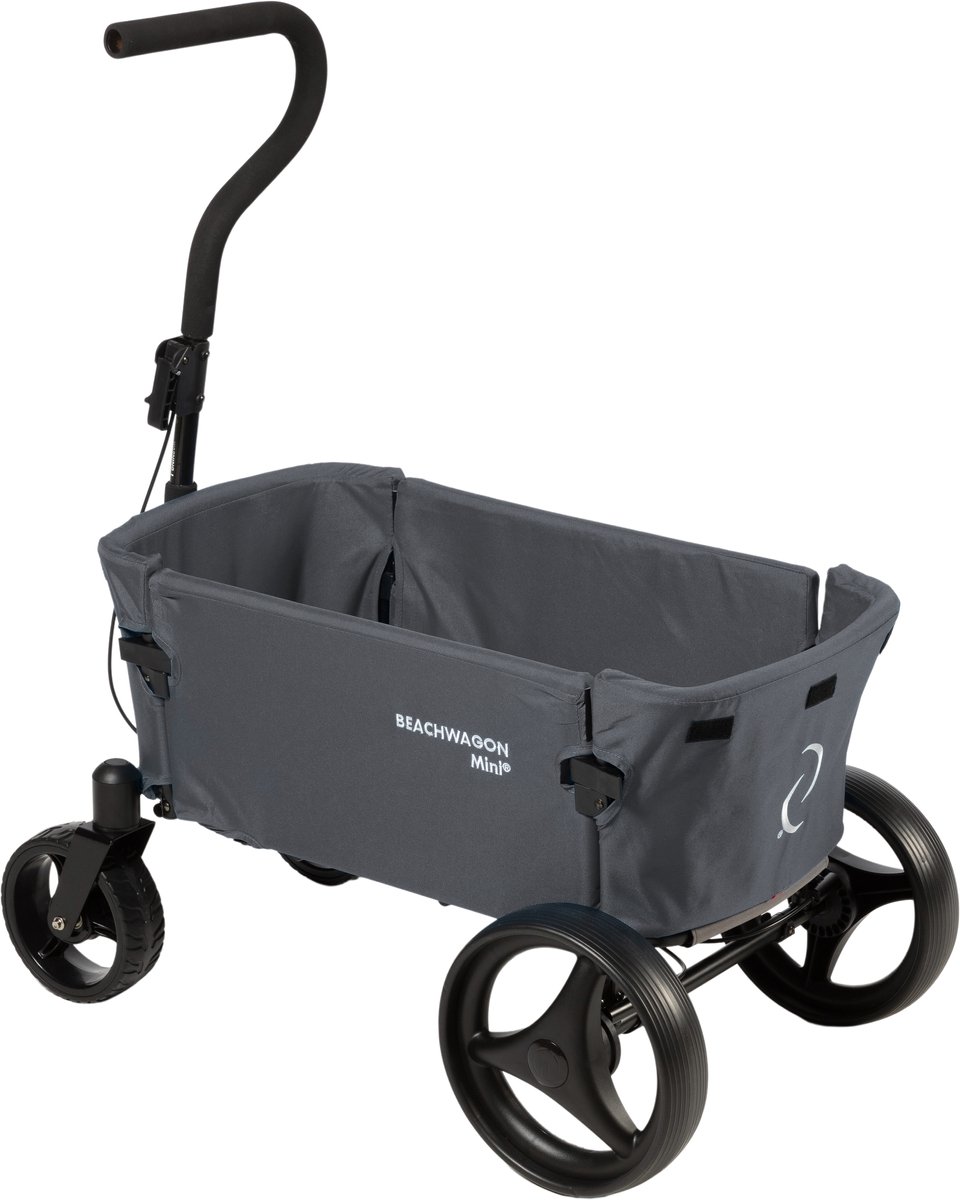 Beach Wagon Bolderkar Opvouwbaar MINI - 40KG - Donkergrijs - Compacte Bolderwagen - Wasbare Stof - Lichtgewicht Strandwagen - Handkar voor Strand, Tuin, Camping, Boodschappen, Picknick