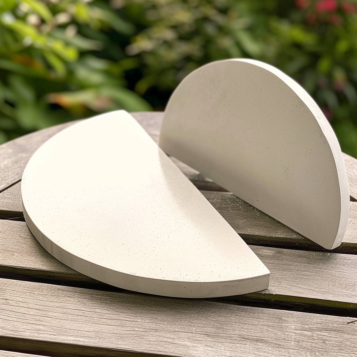 LM Set half moon plates 22 inch Pizzasteen Kamado - 36 x 18 cm Broodbaksteen - BBQ pizzasteen - Knapperige pizza's - BBQ Accessoires