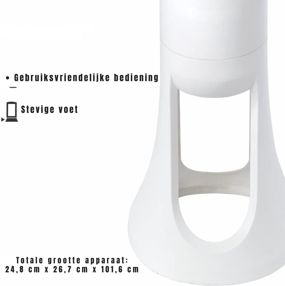 YOR® Ventilator toren - Ventilator staand - Torenventilator - Wit - 20cm x 27cm x 83cm – foto 6