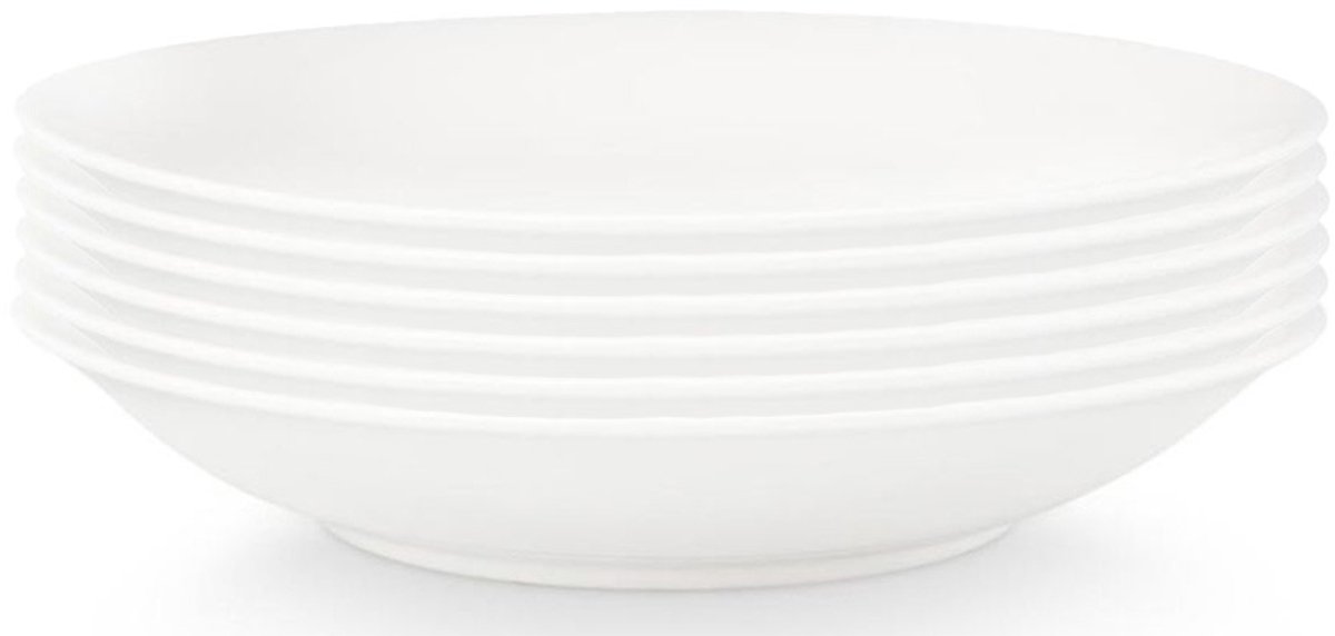vtwonen Pastaborden - Serviesset - Wit - Diepe Borden - Bordenset van 6 - 25.5cm