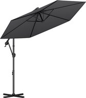 LifeGoods Zweefparasol - Rond Ø300 cm - UPF 50+ en Waterdicht - Eenvoudig verstelbaar - Donkergrijs