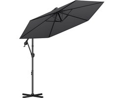LifeGoods Zweefparasol - Rond Ø300 cm - UPF 50+ en Waterdicht - Tuinparasol - Eenvoudig verstelbaar - Donkergrijs