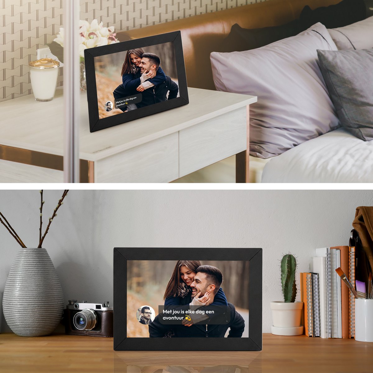 Digitale fotolijst met WiFi en Frameo App - 10.1 inch HD+ IPS Display - Fotokader met Touchscreen - 16GB - Zwart - Frameo digitale fotolijst - digitale fotokader - digitaal fotolijstje thumbnail 5