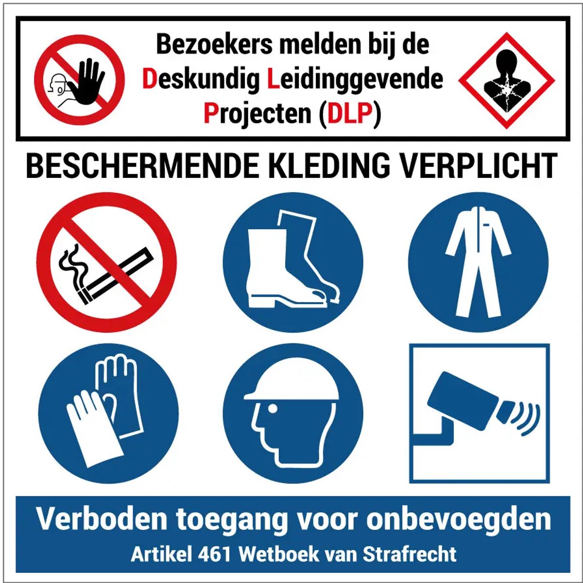 Bezoekers melden bij DLP deskundig leidinggevende projecten bord | gecoat dibond materiaal | 30 x 30 cm