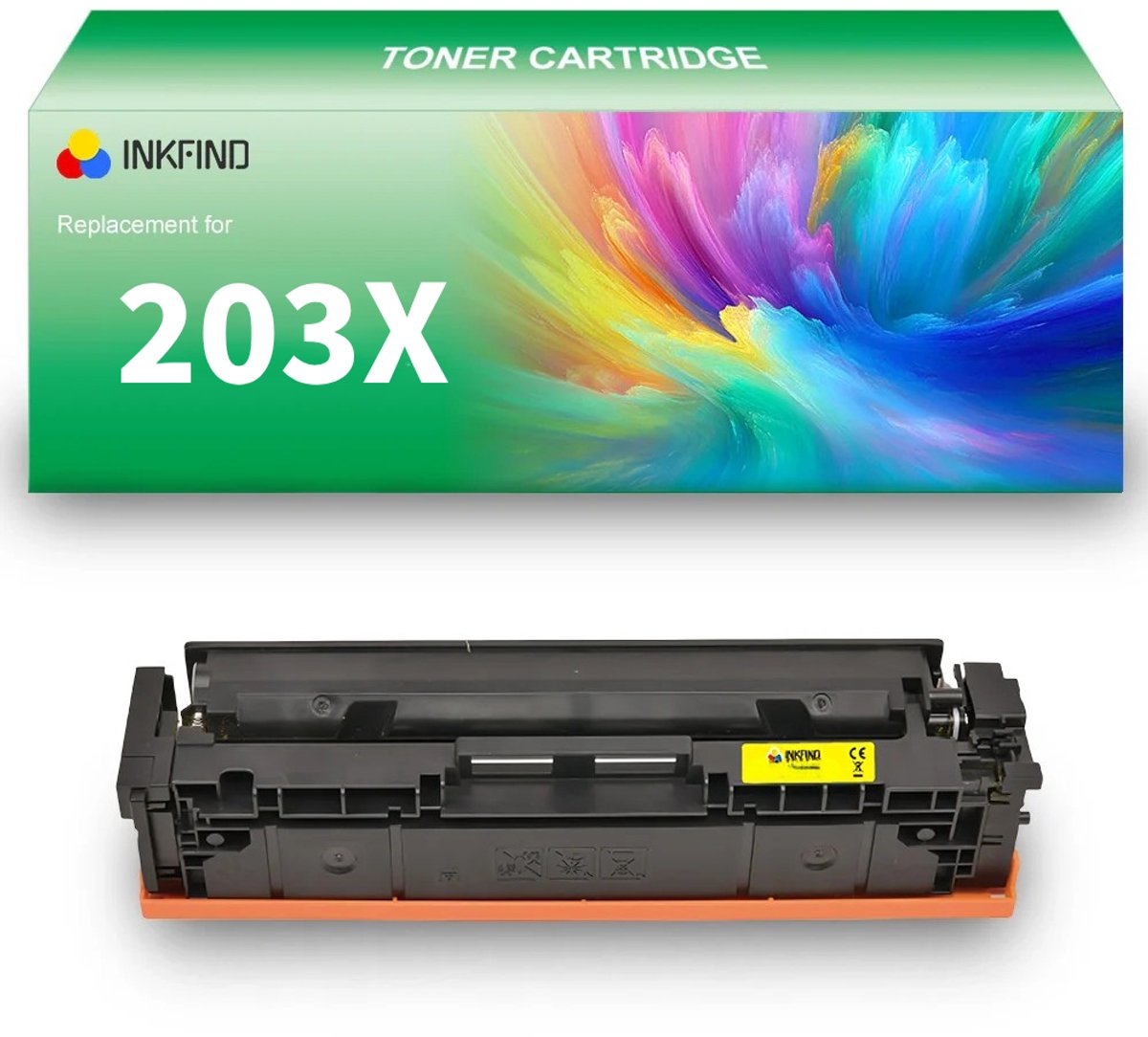 INKFIND 203XU (CF542X) / 201X (CF402X) Geel tonercartridge compatibel met HP 203X (CF542X) Geel en Canon Toner 054H Geel en HP 201X (CF402X) Geel en Canon Cartridge 045H Geel - 1-pack Geel