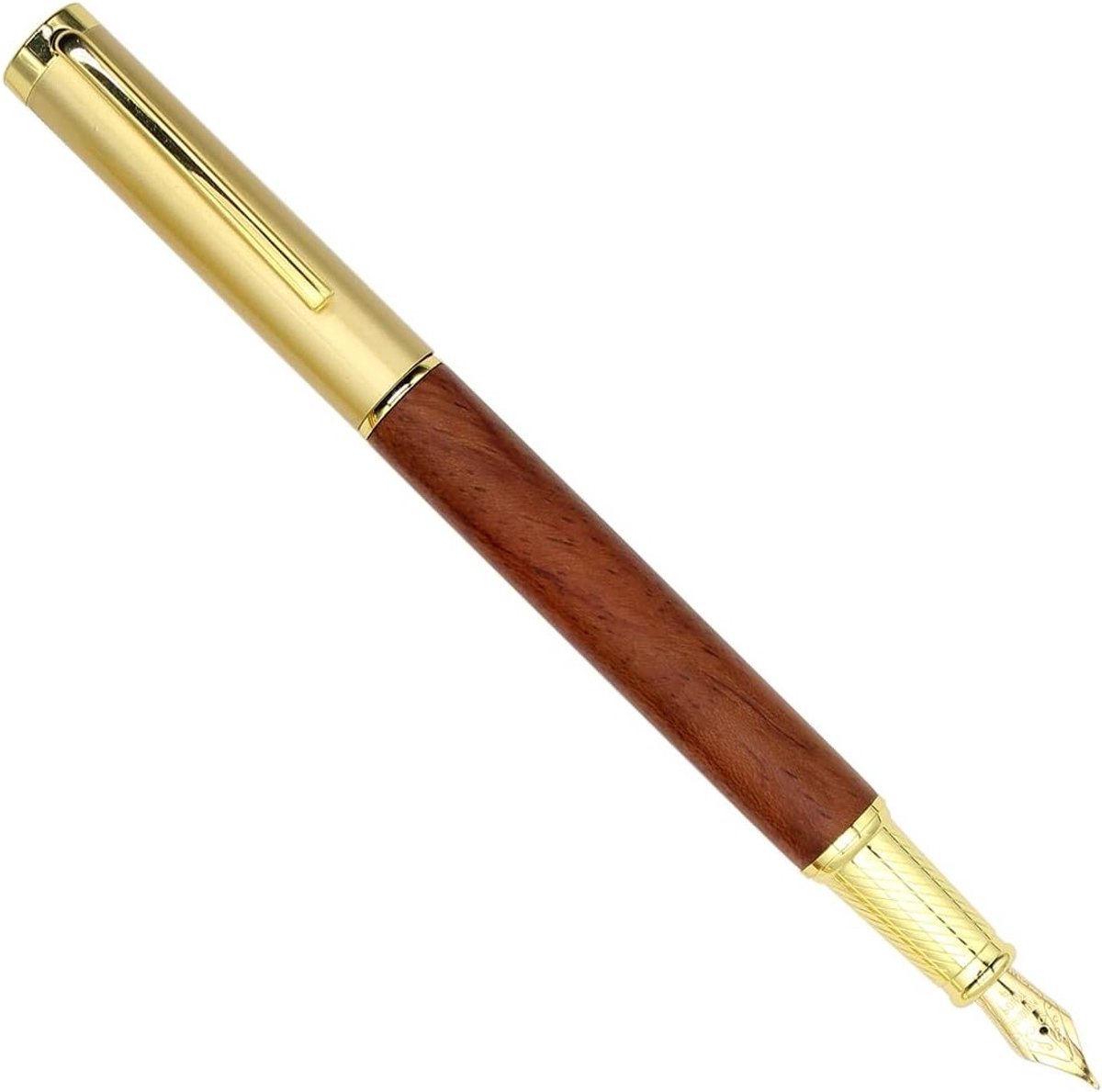 Elegante houten vulpen van sandelhout met fijne nib van 0.5mm, ideaal voor schrijven en cadeau's