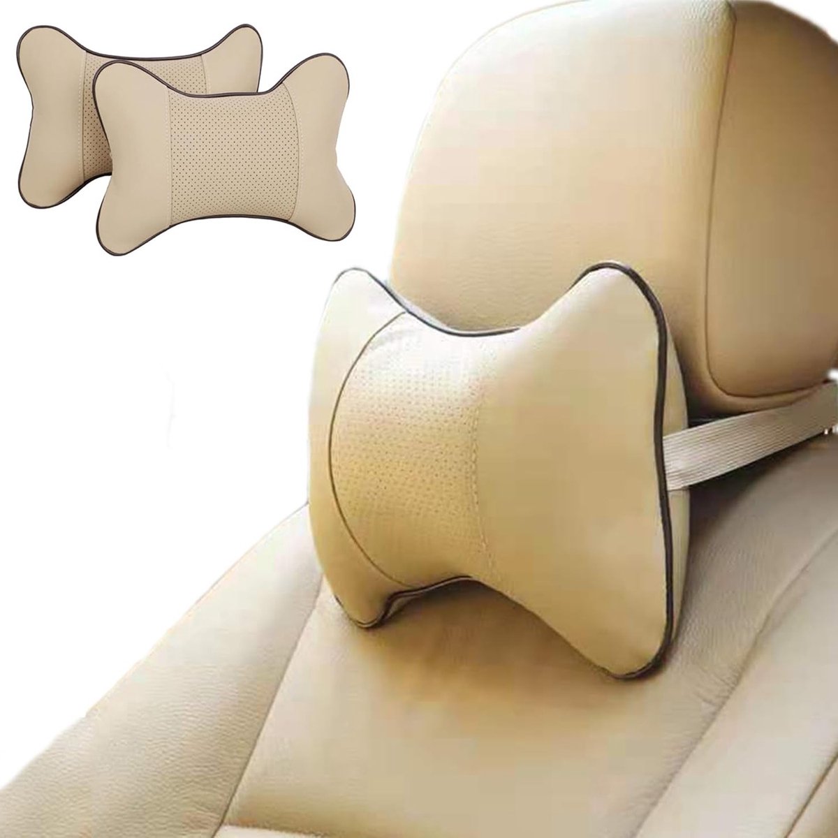 Set van 2 Universele Auto Hoofdkussen, Ergonomische Neksteun Kussens voor Auto, Reis- en Gaming Stoel Kussens, Verstelbare Hoofdkussens voor Optimale Ondersteuning