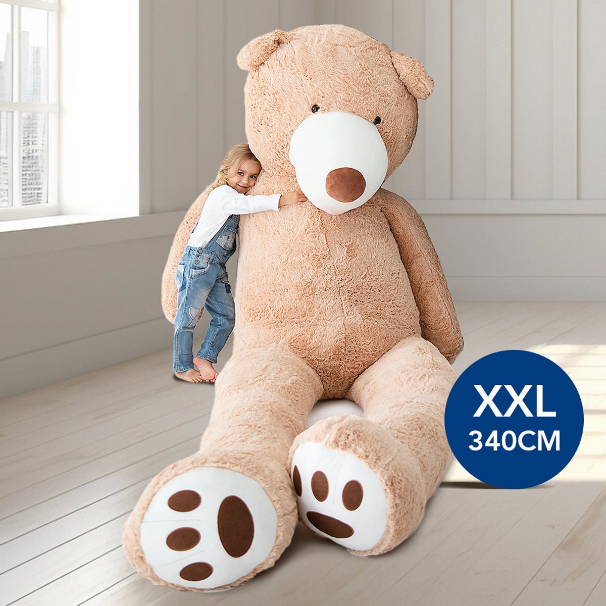 XXL Knuffelbeer 340 cm – Grote Pluche Teddybeer – Zacht Knuffeldier voor Kinderen & Volwassenen – CE-gecertificeerd – Cadeau Verjaardag & Valentijn