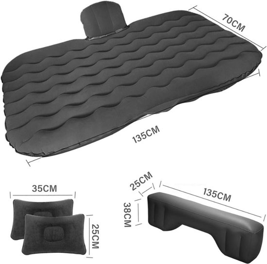 Luchtmatras, opblaasbaar matras met pomp, luchtmatras, camping, autokussen voor op reis, kamperen, tuin, strand (grijs) — afbeelding 3