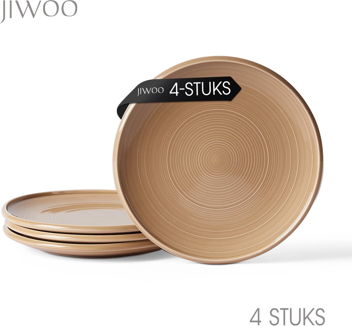 Dinerborden set van 4 (Ø21,8cm / 8,5inch), Bordenset, Ontbijtborden, Dessertborden, serviesset 4 persoons, Geschikt voor restaurants, Horeca, Feest, familiefeesten, banketten en picknicks, Magnetron-vaatwasserbestendig, Keramiek