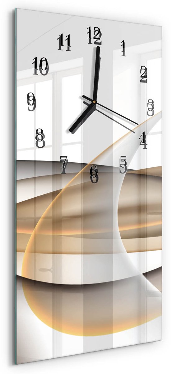 TULUP Wandklok - Abstractie Moderne Glazen Wandklok - 30x60 cm - Veelkleurig Wandklok Glas Met Motief - Zwarte Handen - Rechthoekige Wandklok - Klok Glas Met Opdruk - Moderne Wandklok Glas Veelkleurig - Abstractie